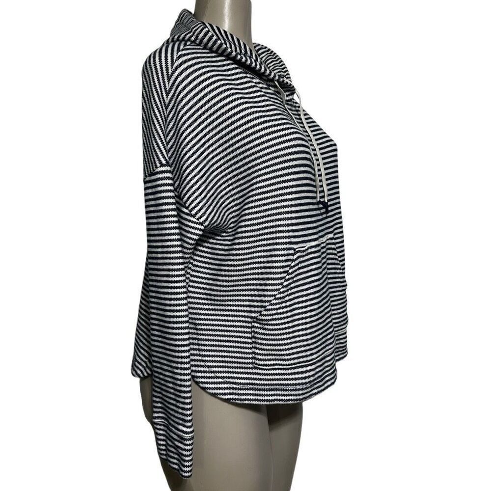 A New Day Hooded Jacket Women's Size X Blue White & Striped Pullover Cotton Knit - Picture 6 of 14
